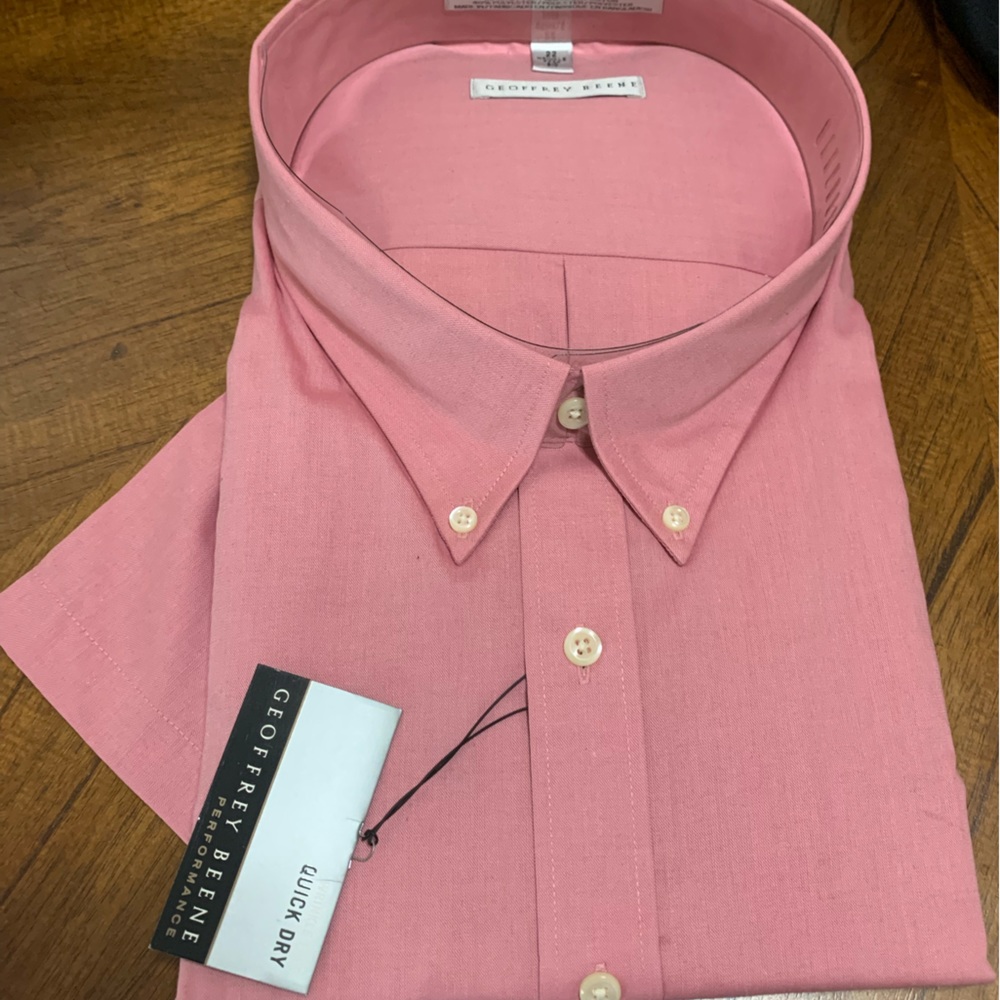 Geoffrey Beene 22Big Short Sleeve Salmon/Pink Dress Shirt NWT